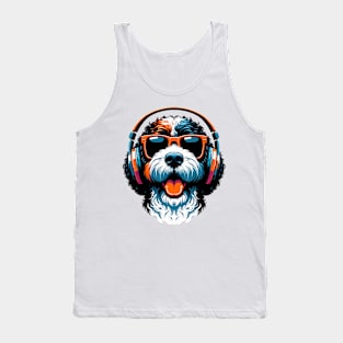 Portuguese Water Dog Smiling DJ Japanese Art Showcase Tank Top